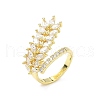 Brass Micro Pave Cubic Zirconia Adjustable Cuff Rings for Women RJEW-B127-01G-3
