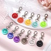 Smiling Face Acrylic with Alloy Pendant Decorations HJEW-JM03472-2
