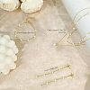Brass & Plastic Pearl Round Beaded Double Layer Necklace & Bracelet & Stud Dangle Earrings Sets FS-WG9B395-01-1