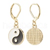 Flat Round with Yin Yang Alloy Enamel Dangle Leverback Earrings EJEW-JE04893-03-2