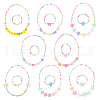 ANATTASOUL 8 Sets 8 Style Heart & Bowknot & Flower & Star & Bear Plastic Pendant Necklaces & Stretch Bracelets SJEW-AN0001-37-1