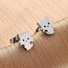 Tarnish Resistant 304 Stainless Steel Kitten Stud Earrings EJEW-F227-08P-3