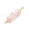 3Pcs 3 Styles Electroplated Natural Quartz Crystal Pointed Copper Wire Wrapped Pendants PALLOY-JF03766-05-5