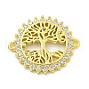 Rack Plating Brass Micro Pave Cubic Zirconia Tree of Life Links KK-B091-45G-1