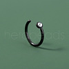 304 Stainless Steel Crystal Rhinestone Flat Round Cuff Hoop Nose Rings WG9BB1A-02-1