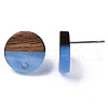 Resin & Walnut Wood Stud Earring Findings MAK-N032-007A-H02-4