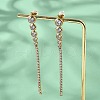 304 Stainless Steel Clear Cubic Zirconia Tassel Stud Earrings EJEW-Z094-01A-G-3