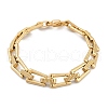 304 Stainless Steel Trapezoid Link Chain Bracelets for Women Men BJEW-F488-40G-4