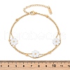 304 Stainless Steel with Acrylic Flower Charm Anklets AJEW-Z044-01G-4