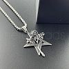 Vintage Stainless Steel Star Rose Pendant Necklaces XF5459-3