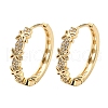 Brass with Clear Cubic Zirconia Hoop Earrings EJEW-B035-22KCG-1