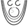 CCB Plastic 8mm Round Beaded Bracelets & Earrings & Multilayer Necklaces Sets FS-WG59BA8-01-3