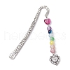 Flower Pattern Alloy Hook Bookmarks AJEW-JK00250-03-1