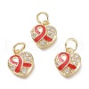 Brass Micro Pave Clear Cubic Zirconia Pendants KK-P188-M02-1