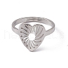 Non-Tarnish 201 Stainless Steel Hollow Out Heart Adjustable Ring for Women RJEW-C045-02P-2