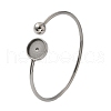 304 Stainless Steel Cuff Blank Bangle Bases with Round Tray STAS-Z088-04A-P-1