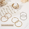 6 Pairs 6 Style 304 Stainless Steel Flattened Big Hoop Earrings for Women STAS-TA0001-89-4