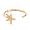 Rack Plating Brass Star Open Cuff Ring for Women RJEW-C029-04G-2