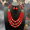 Acrylic Round Beaded Multilayer Necklaces & Dangle Earrings Sets FS-WG7ABDD-05-1