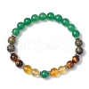 Natural Green Aventurine & Dragon Blood Jasper & Quartz Crystal & Tiger Eye Beaded Strech Bracelets for Women BJEW-JB11754-2
