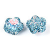 Flower Shape Polymer Clay Rhinestone Beads CLAY-U023-01E-2