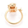 Bear Brass Micro Pave Clear Cubic Zirconia Cuff Ring Settings KK-T076-32G-3
