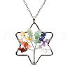 Natural Gemstone Chip Star of David & Tree of Life Pendant Necklaces WG17190-01-1