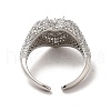 Cubic Zirconia Heart Open Cuff Ring RJEW-C041-04P-05-3