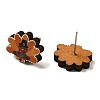 Wood Stud Earrings EJEW-Z054-01G-2