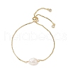 Oval Natural Pearl Beaded Slider Bracelet BJEW-JB09315-02-1