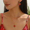 Brass Cherry Stud Earrings & Pendant Necklaces Set Women DP3348-1-2