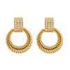 Ring Brass Micro Pave Clear Cubic Zirconia Dangle Stud Earrings EJEW-R025-08G-4