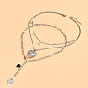 2Pcs Heart Brass Black Enamel Pendant 3 Layer Necklaces for Women FS-WGFF7B3-01-1