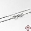 Anti-Tarnish Trendy Rhodium Plated 925 Sterling Silver Ball Chain Necklaces X-STER-M050-1.0B-09-3
