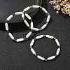 3Pcs 3 Style Natural Mixed Gemstone & White Shell Tube Beaded Stretch Bracelets Set BJEW-TA00430-2