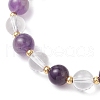 Natural Quartz Crystal & Amethyst Round Beaded Stretch Bracelets BJEW-JB11935-03-4