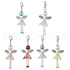 6Pcs 6 Colors Fairy Alloy Beaded & Glass & Acrylic Beaded Pendant Decoration HJEW-JM03064-2