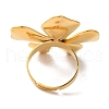 Golden Ion Plating(IP) 304 Stainless Steel Enamel Flower Adjustable Rings for Women RJEW-K276-01G-4