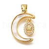 Brass Micro Pave Cubic Zirconia Shell Pendants KK-D328-09G-1