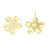 Brass Pave Clear Cubic Zirconia Stud Earring Findings KK-F875-05G-2