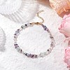 Natural Fluorite Chip & Glass Beaded Anklets AJEW-AN00682-04-1