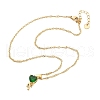 304 Stainless Steel Green Cubic Zirconia Pendant Neckalces for Women NJEW-C078-01C-G-4