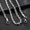 Tarnish Resistant Trendy Men's 304 Stainless Steel Rope Chain Necklaces NJEW-M072-D-02-4