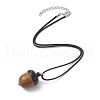 Acorn Shape Ebony Wood Locket Pendant Necklace with Wax Cords NJEW-JN04485-4