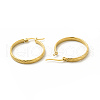 201 Stainless Steel Grooved Hoop Earrings with 304 Stainless Steel Pins for Women EJEW-M214-07B-G-1