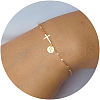 Brass Flat Round with Letter Pattern Charm Bracelets FS-WG462DF-22-1