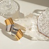 304 Stainless Steel Two Tone Square Stud Earrings EJEW-D306-06G-1