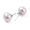 Mother's Day Jewellery Natural Pearl Round Bead Stud Earrings X-EJEW-E298-01G-03P-2