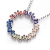 Brass Micro Pave Cubic Zirconia Pendant Necklaces NJEW-O105-01B-P-1