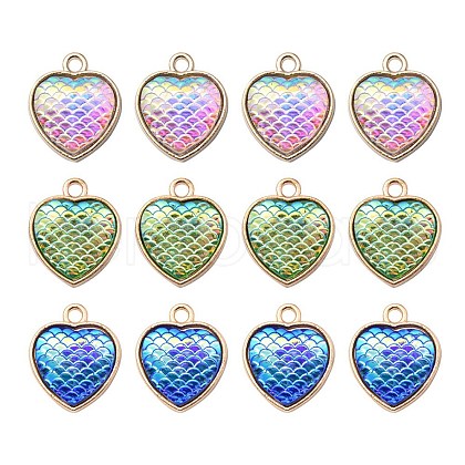 12Pcs 3 Colors Alloy Resin Pendants FIND-YW0003-75-1